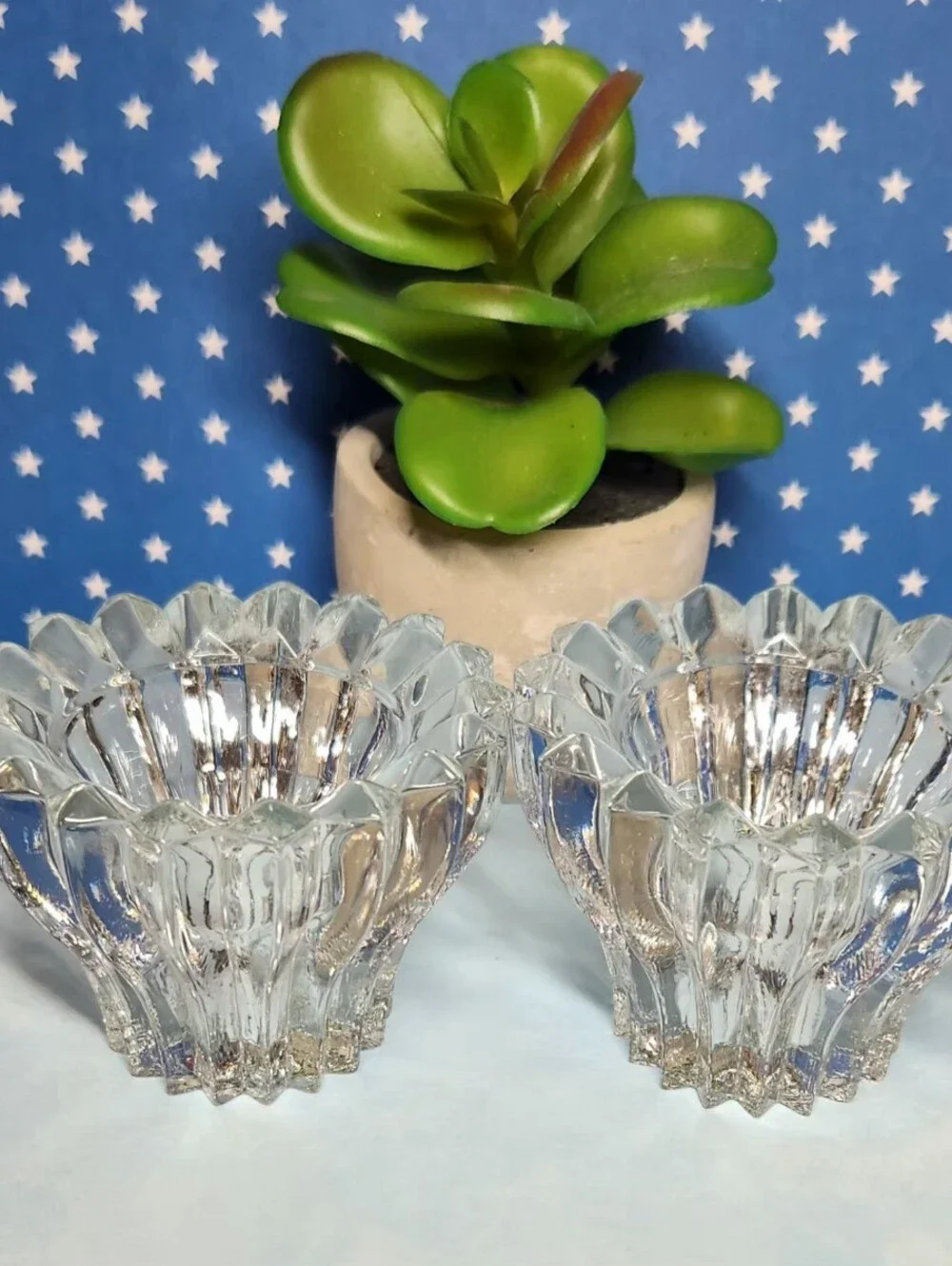 Set of 2 Mikasa Diamante Crystal Votive or Taper Candle Holders